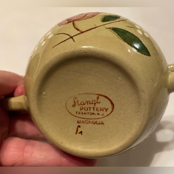 Stangl Pottery 'Magnolia' Lidded Sugar Bowl & Creamer Set Mid Century Modern - Picture 10 of 10